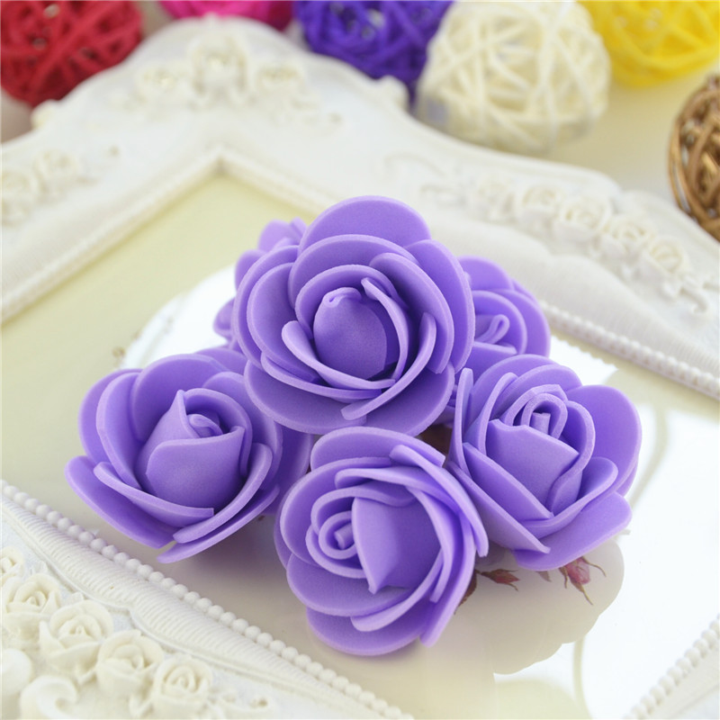 50pcs Pack Mini Multicolor Pe Foam Rose Heads Handmade Diy Wedding Home Festival Party Decorations - 18