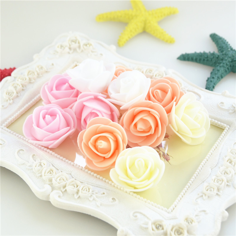 50pcs Pack Mini Multicolor Pe Foam Rose Heads Handmade Diy Wedding Home Festival Party Decorations - 2