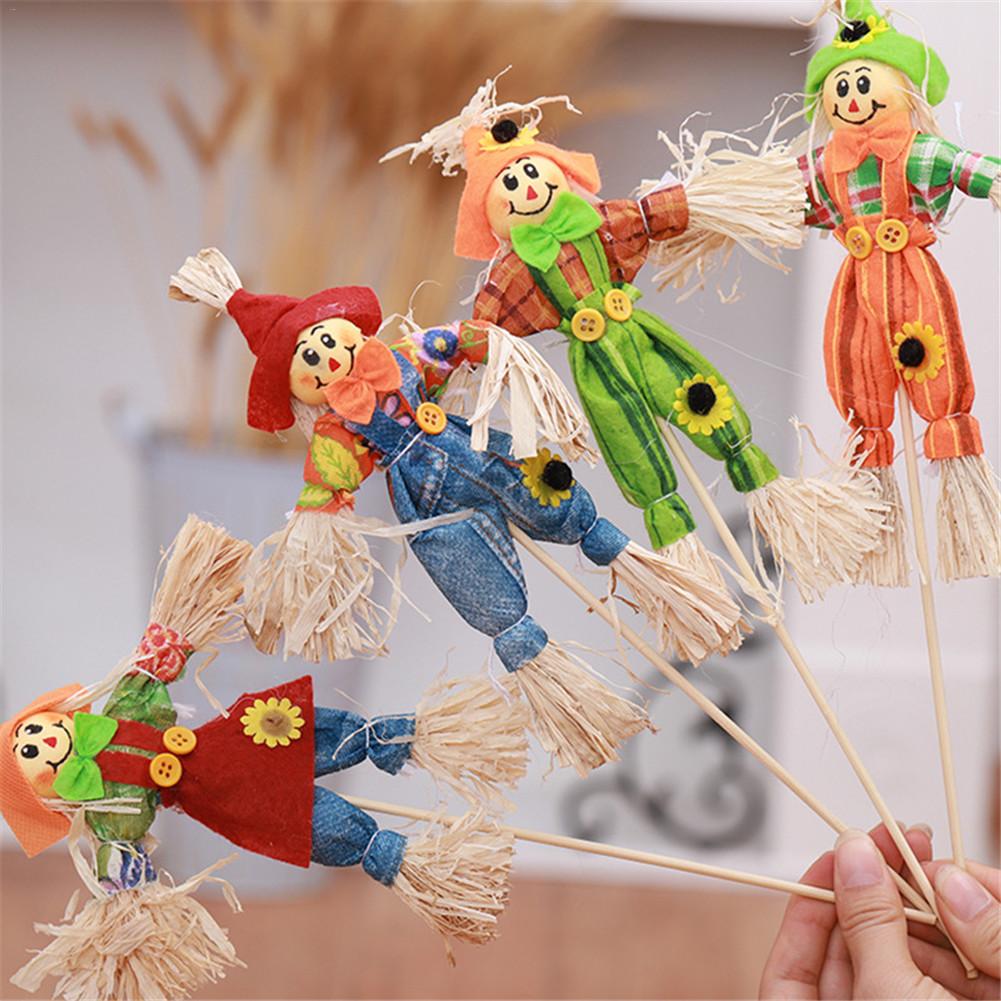 Cute Standing Scarecrow Autumn Garden Ornament For Halloween Decoration Mall Bar Ktv Random Color - 5