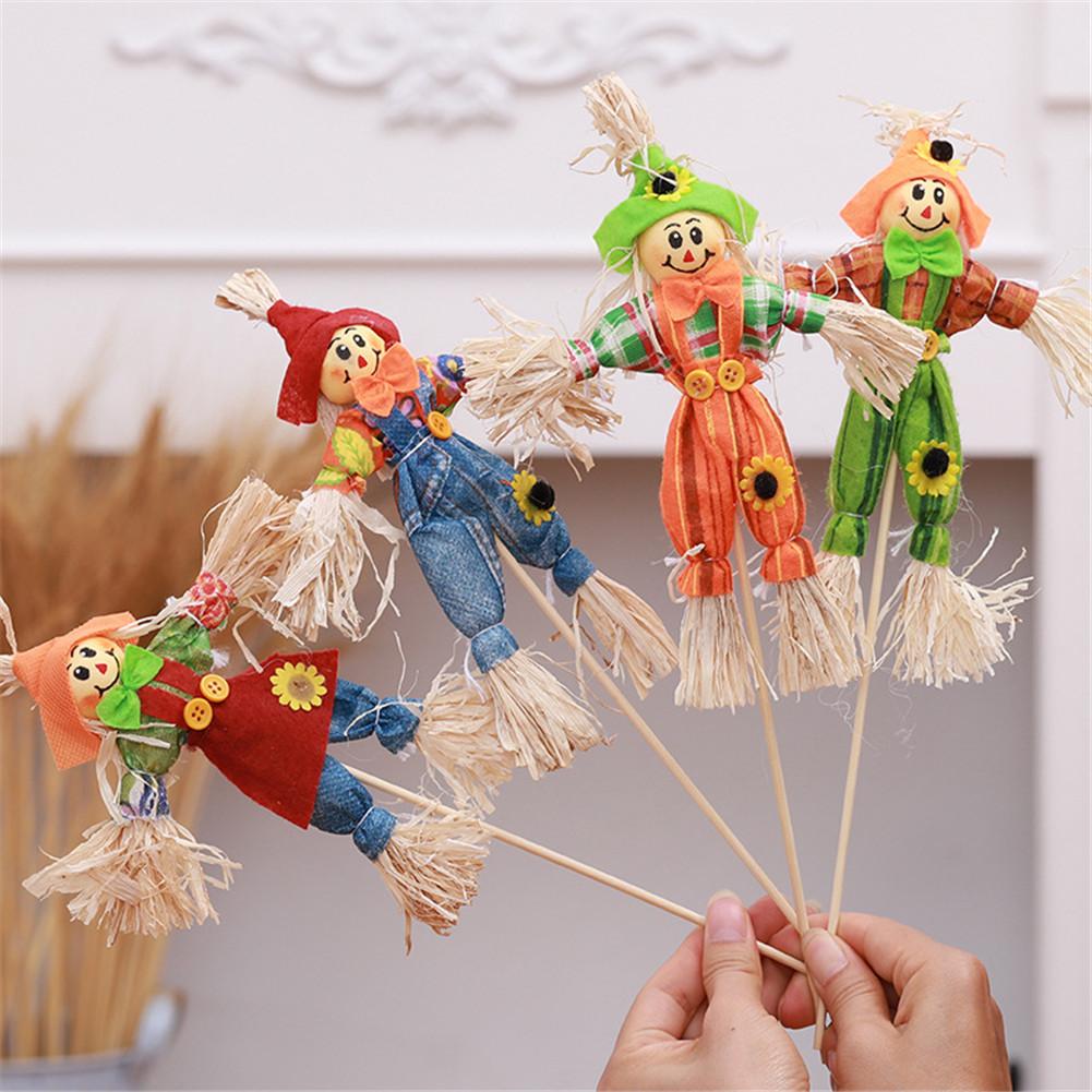 Cute Standing Scarecrow Autumn Garden Ornament For Halloween Decoration Mall Bar Ktv Random Color - 2
