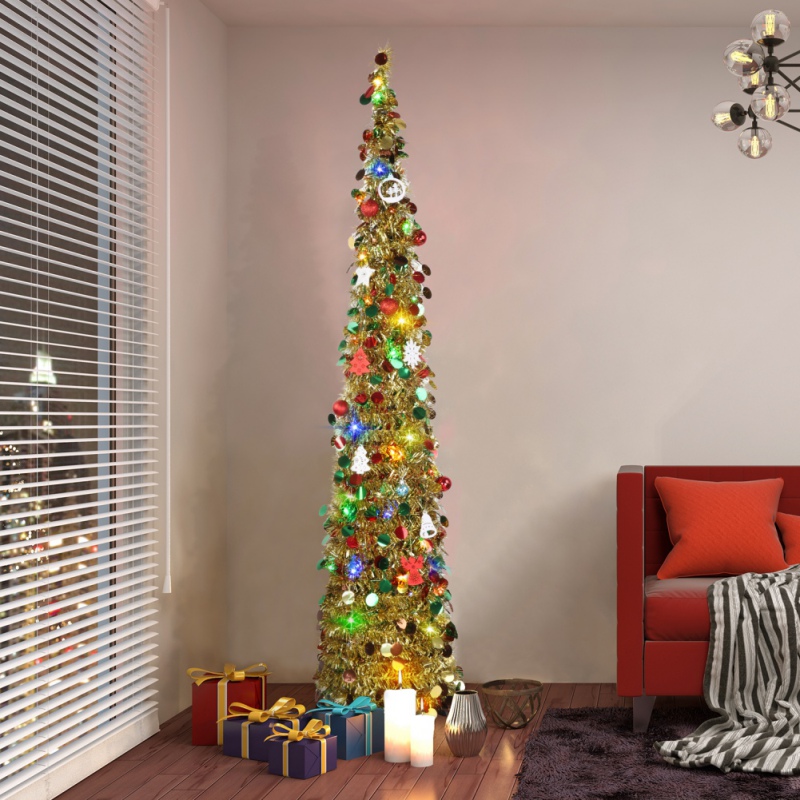 5ft Diy Sequin Artificial Christmas Tree Collapsible Tinsel With Decorative Stand - 3