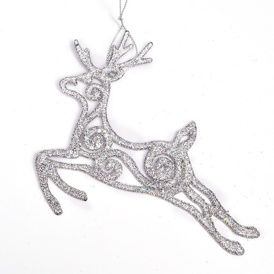 13x11cm Silver And Purple Christmas Elk Deer Ornaments Lightweight Hanging Tree Decorations Festive Holiday Decor - 1