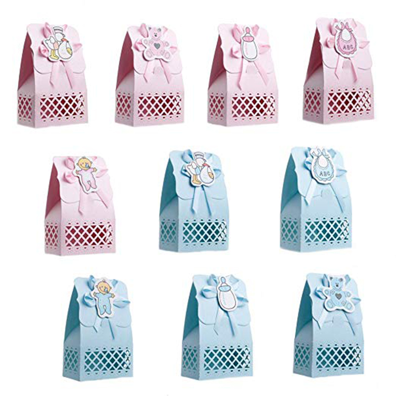 12pack Adorable Gender Neutral Baby Shower Baptism Candy Favor Boxes Kids Birthday Party Decoration Gift Bags - 1