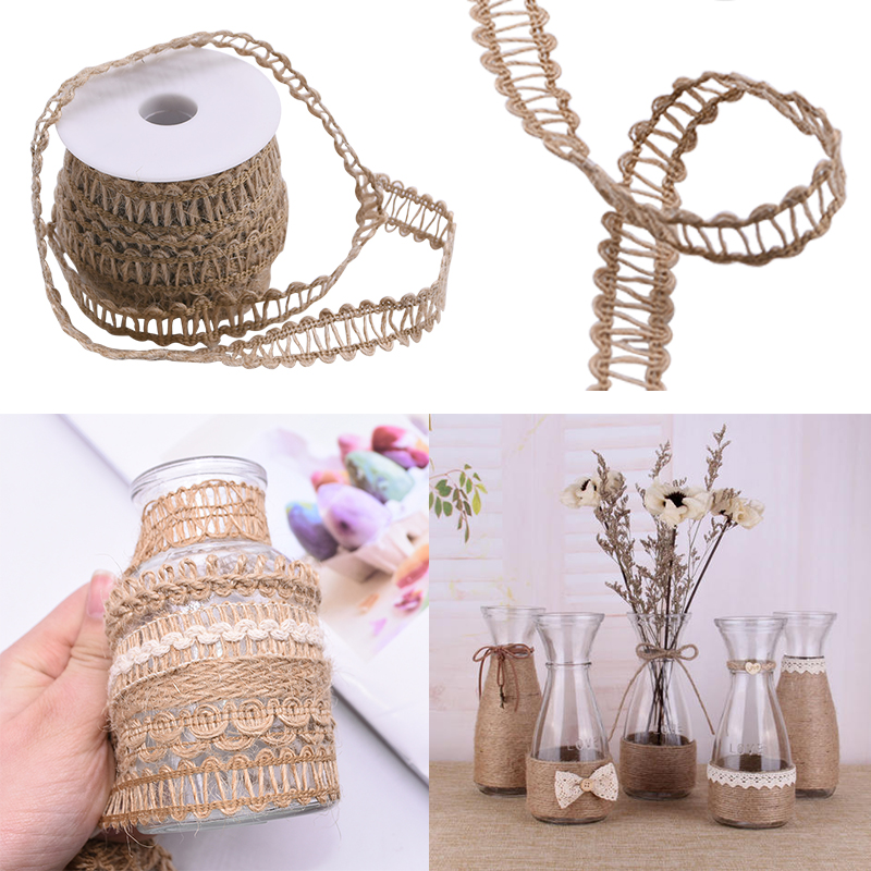 5m Roll Natural Vintage Hand Weaving Burlap Jute Cord Hemp Rope Gift Packing String Knitting Twine Diy Home Party Decor - 5