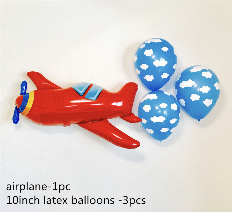 12inch Blue White Cloud Balloons With Airplane Toy For Birthday Wedding Kids Party Decor Hawaiian Theme Globos - 3