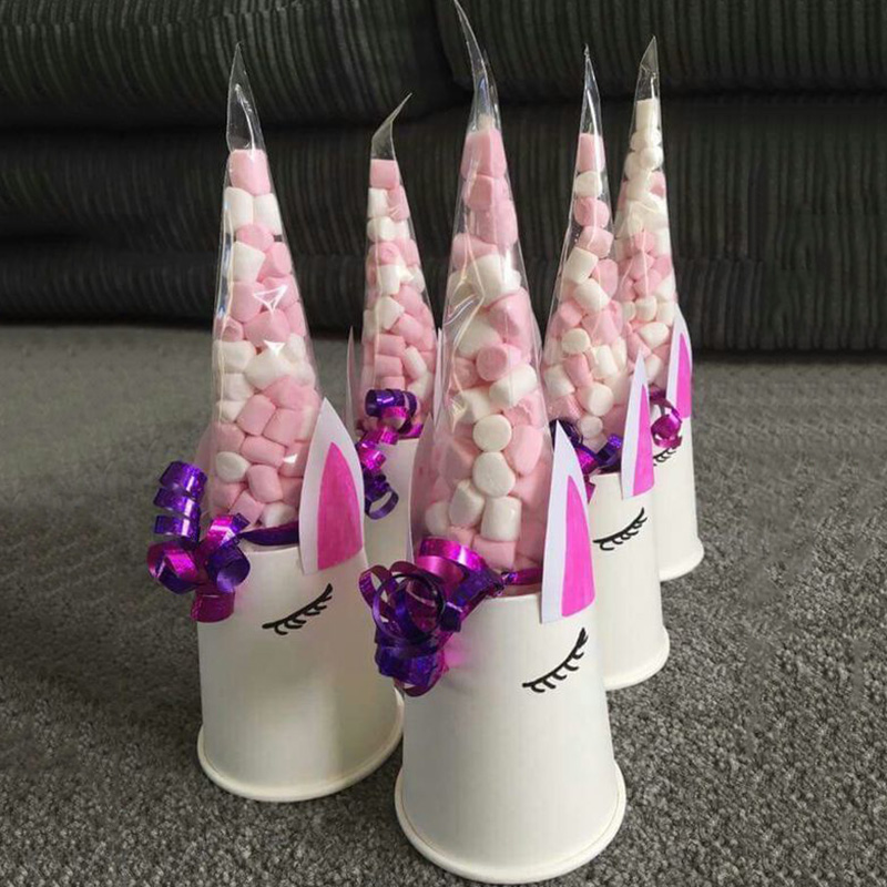 50pcs Unicorn Hornthemed Clear Cellophane Candy Bags For Kids Party Baby Shower Wedding Decorations And Gift - 3