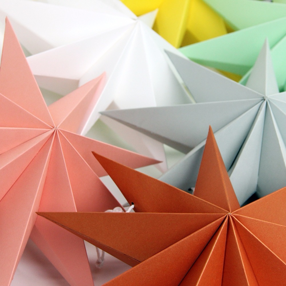 10 Colors Christmas Ornaments 30cm 12'' Hanging Paper Star Lantern Decoration Festival Year For Home - 6