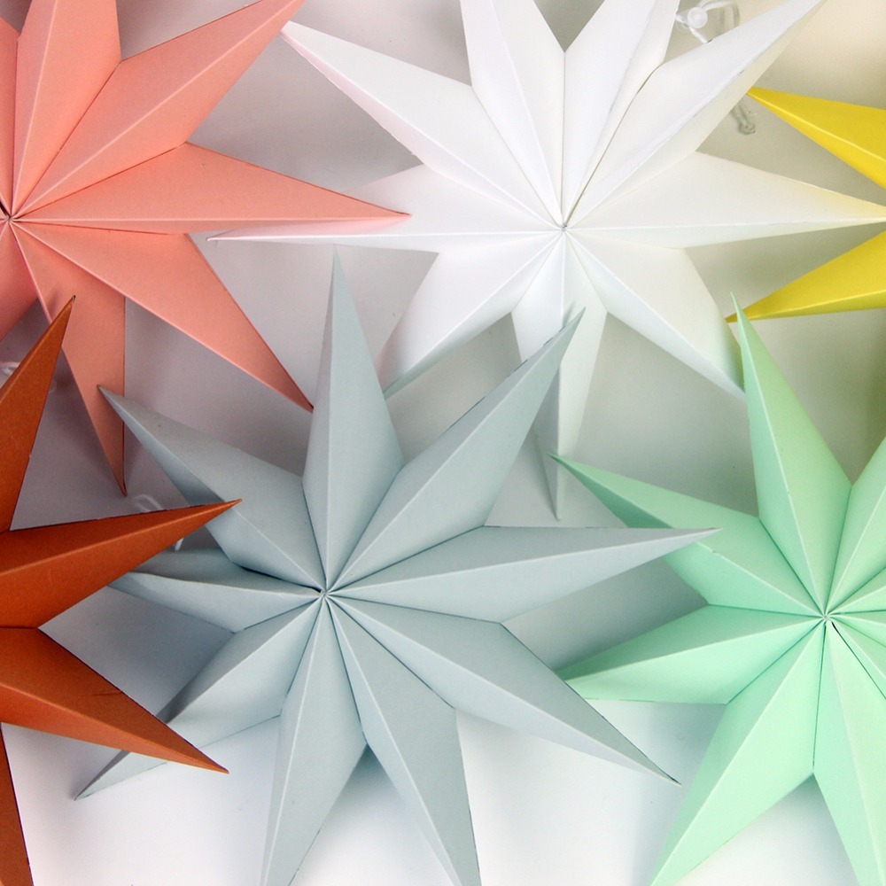 10 Colors Christmas Ornaments 30cm 12'' Hanging Paper Star Lantern Decoration Festival Year For Home - 4