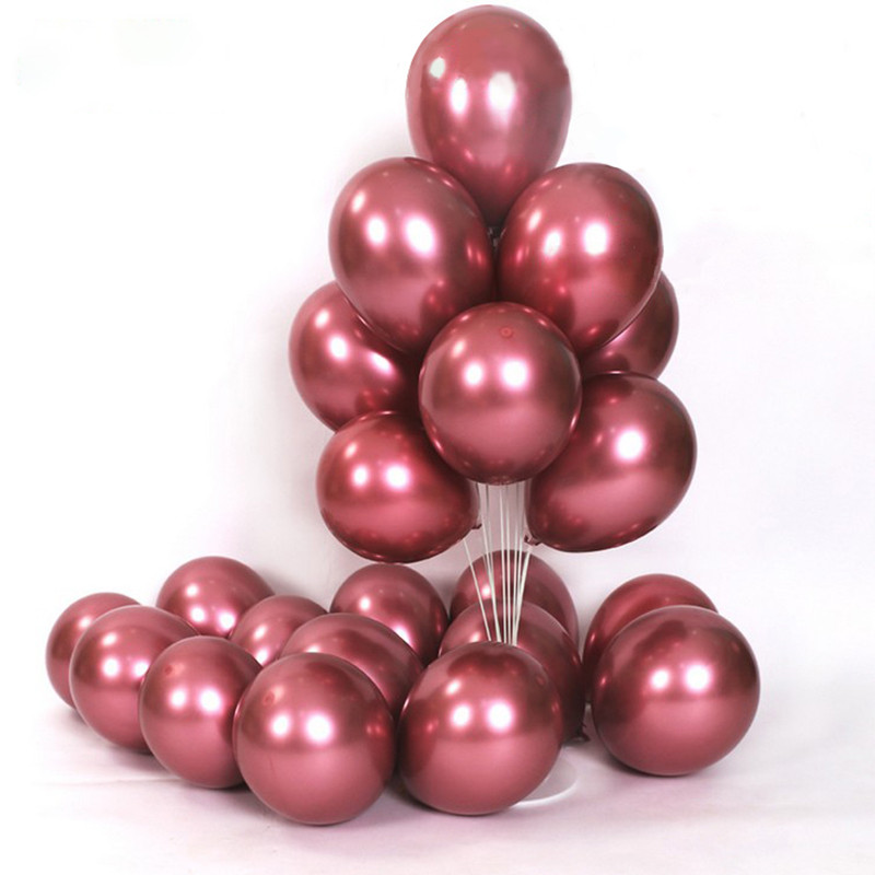 10pcs Double Layer Metallic Latex Balloons In Red Purple Blue Ideal For Weddings Parties Celebrations - 1