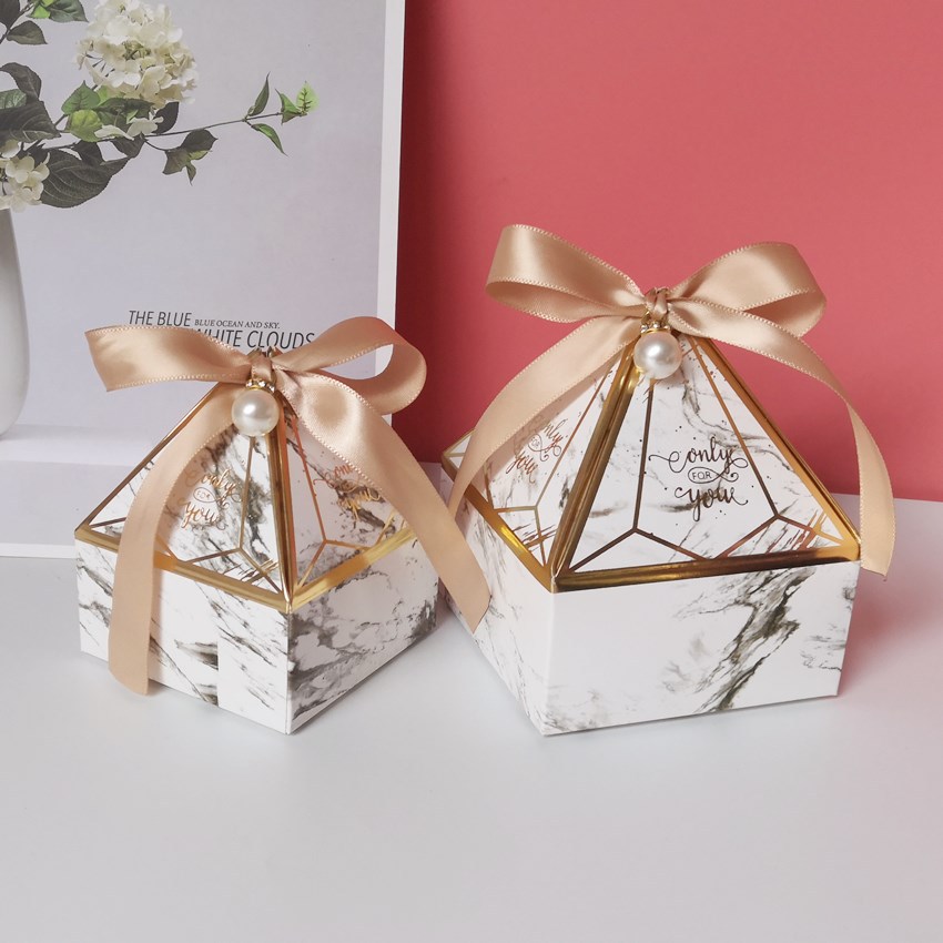 Elegant Gem Tower Bronzing Candy Box Small Cardboard Wedding Favor Gift Boxes For Event Party - 7