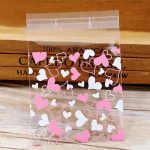 50 100pcs Small Cute Self Adhesive Plastic Bag Heart Pattern Wedding Birthday Party Favor Cookie Candy Gift Packaging Opp Bags - 5