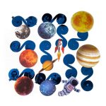 10pcs Planet Space Theme Party Decoration For Home Pattern Paper Hanging Swirls Supply Kids Cosmos Outer Birthday Decor - 4