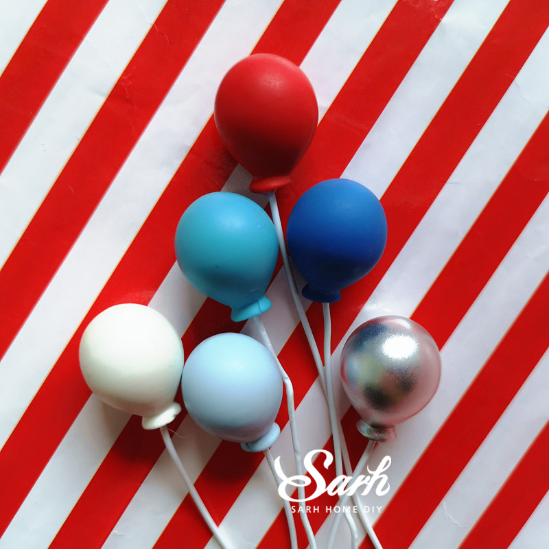 6pcs Set Colorful Gold Silver Balloon Cake Topper For Kid Wedding Birthday Party Decoration Dessert Lovely Gifts - 5