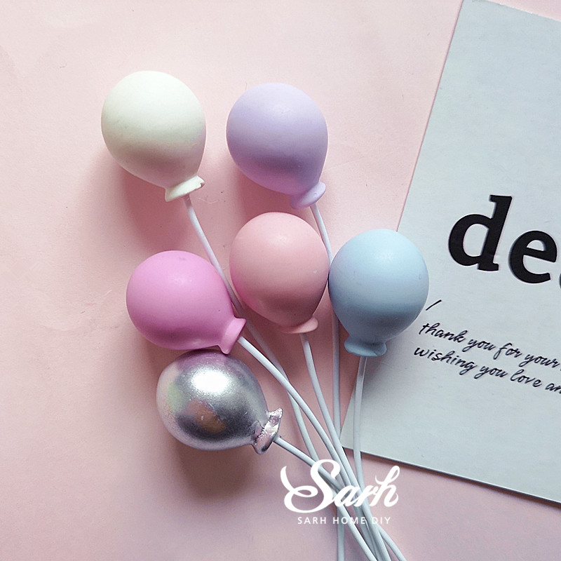 6pcs Set Colorful Gold Silver Balloon Cake Topper For Kid Wedding Birthday Party Decoration Dessert Lovely Gifts - 4