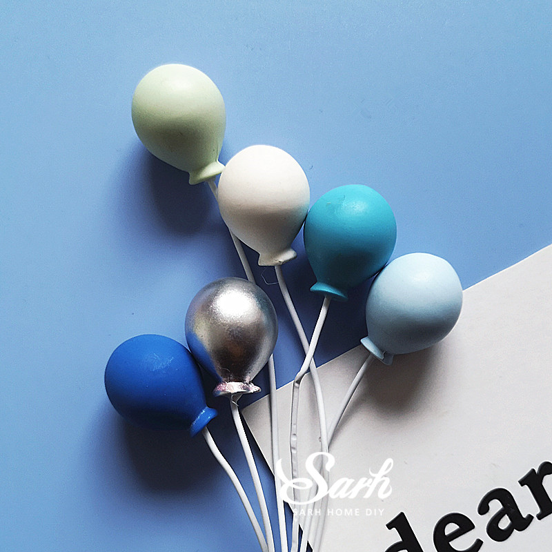 6pcs Set Colorful Gold Silver Balloon Cake Topper For Kid Wedding Birthday Party Decoration Dessert Lovely Gifts - 3