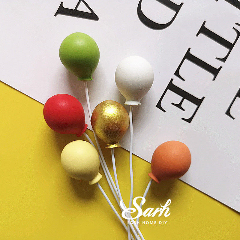 6pcs Set Colorful Gold Silver Balloon Cake Topper For Kid Wedding Birthday Party Decoration Dessert Lovely Gifts - 2