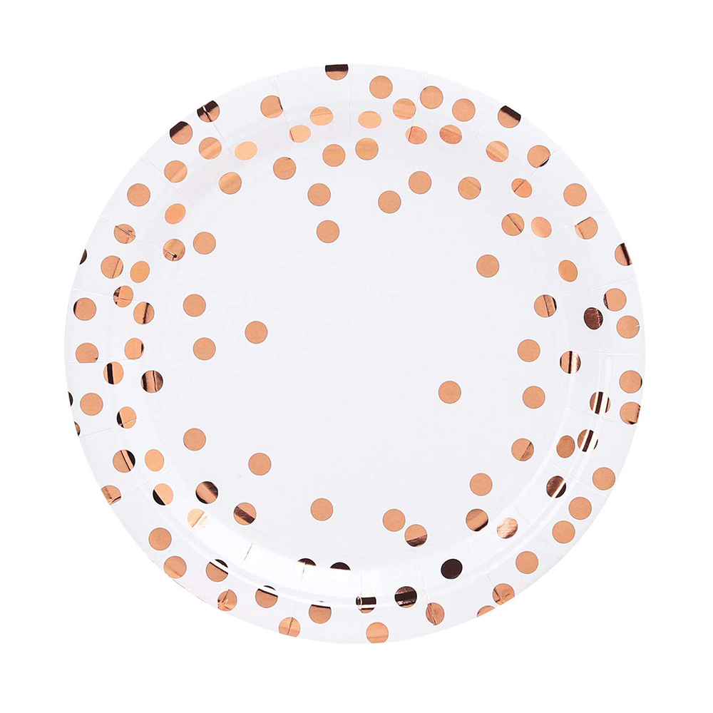 Rose Gold Birthday Party Decorations Set Disposable Plates For Kids Baby Shower Favors - 11
