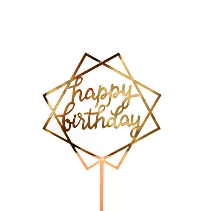 Acrylic Wedding Cake Topper 5 Styles Colorful Birthday Insert Cards Bakeware Stand Decoration - 4