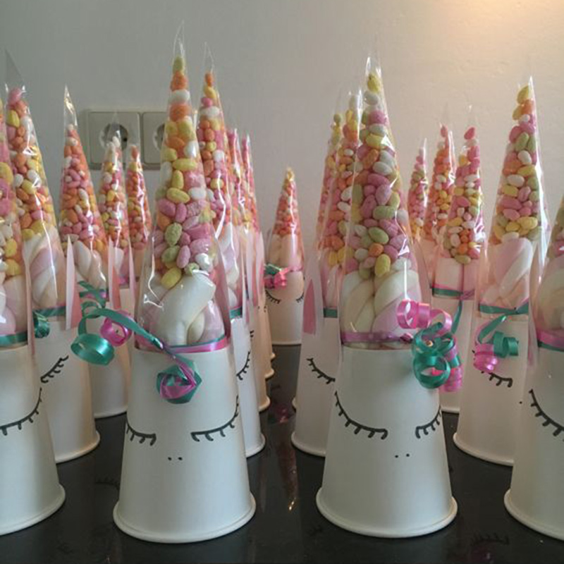 50pack Diy Cellophane Candy Cone Bags Plastic Gift Packing For Kids Birthday Easter Party Decorations - 1