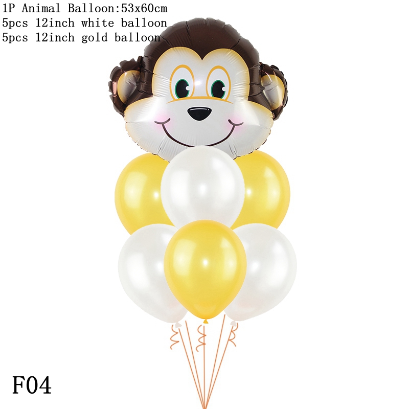 Jungle Safari Animal Balloons Set Baby Shower Childrens Birthday Party Decorations Tiger Lion Monkey Zebra Giraffe Elephant Foil Balloons - 17