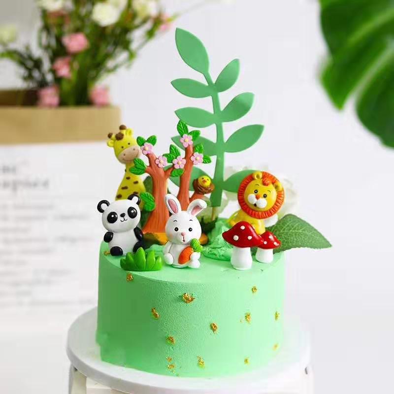 Kids Birthday Party Decoration Kit Jungle Animal Theme Cartoon Cake Accessories For Childrens Celebration - 4
