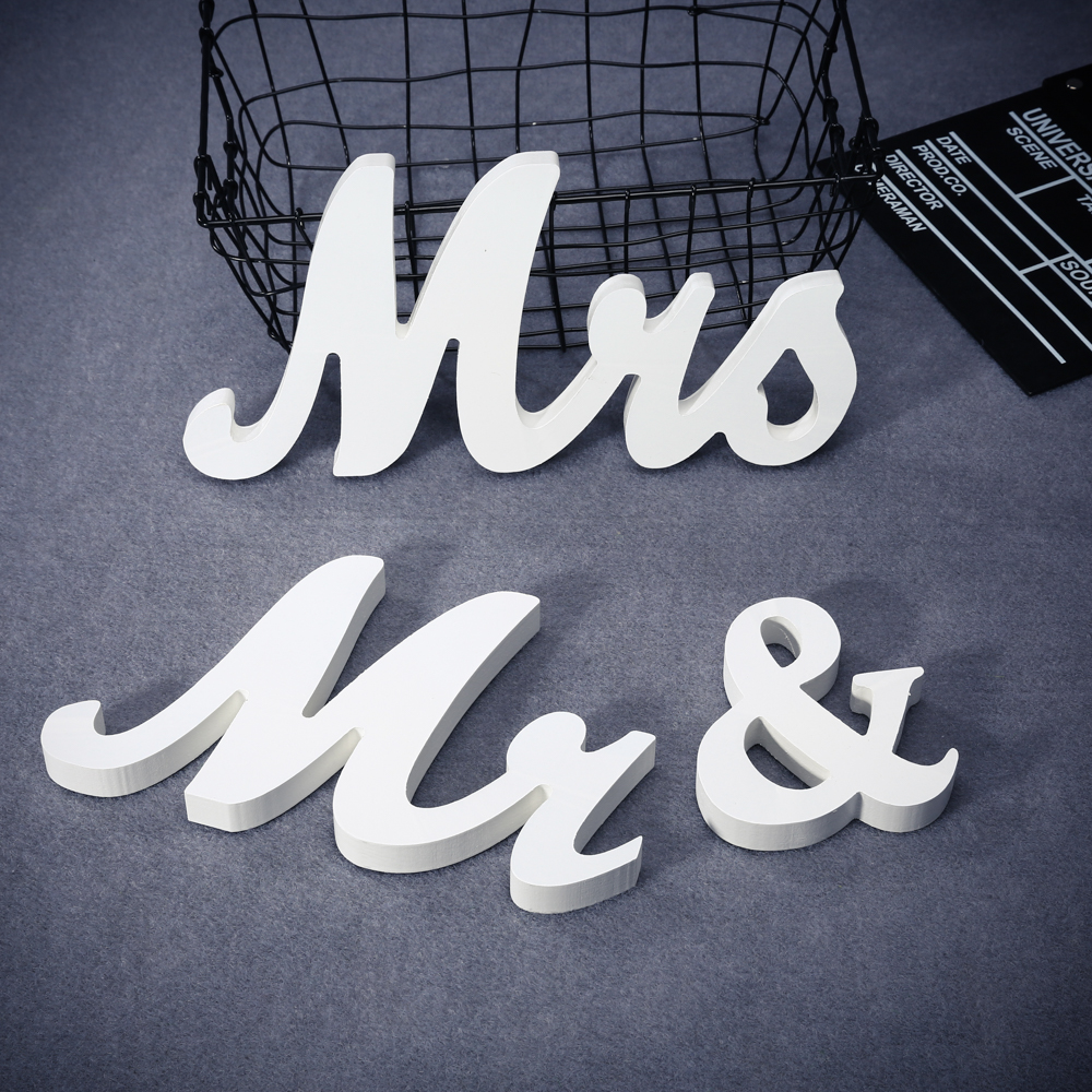 Wooden Wedding Decoration Letters Alphabet Word Mr & Mrs Free Standing Party Vintage Table Decor - 4