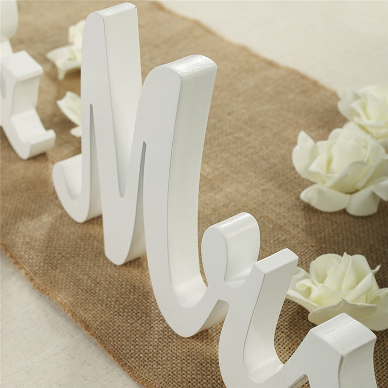 Vintage Wooden Wedding Table Decor Standing Mr Mrs Alphabet Letters Decoration - 23