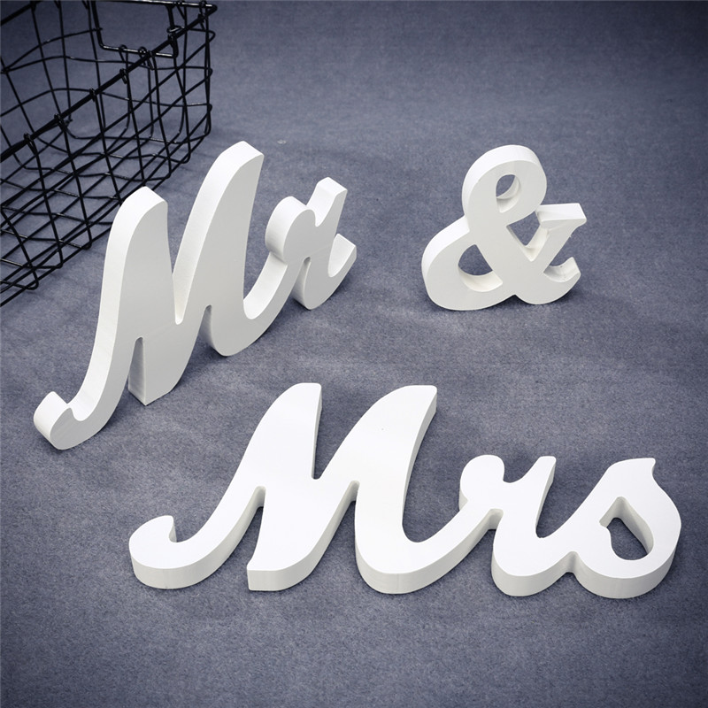 Vintage Wooden Wedding Table Decor Standing Mr Mrs Alphabet Letters Decoration - 16