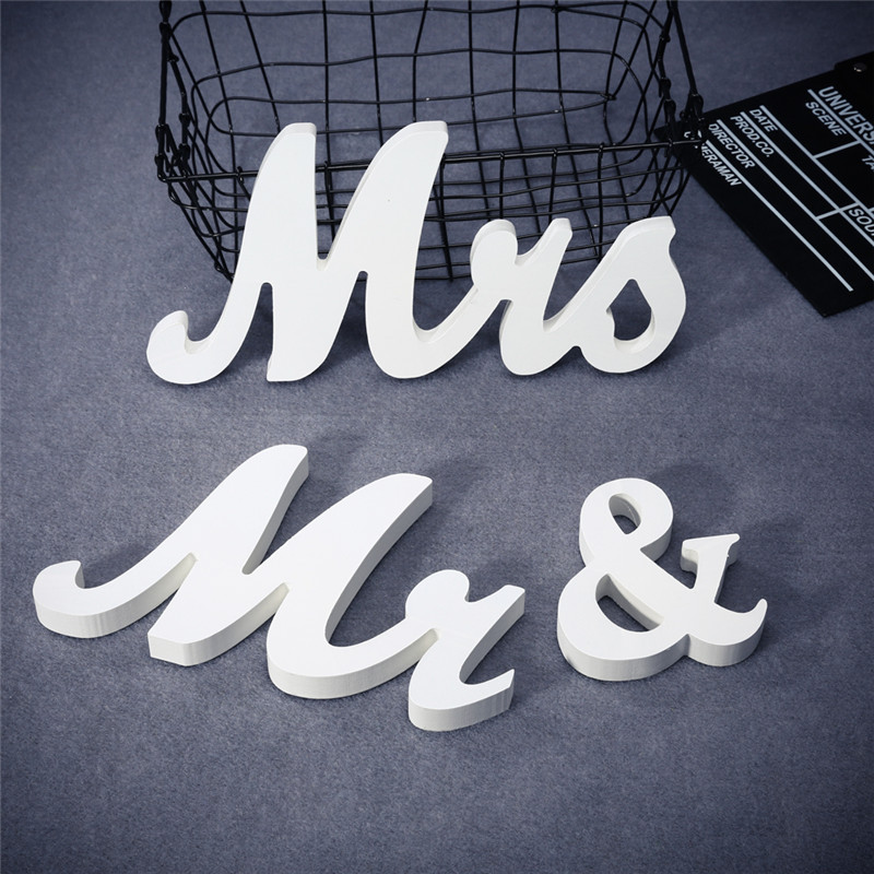 Vintage Wooden Wedding Table Decor Standing Mr Mrs Alphabet Letters Decoration - 15
