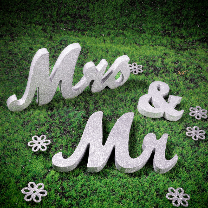 Vintage Wooden Wedding Table Decor Standing Mr Mrs Alphabet Letters Decoration - 11