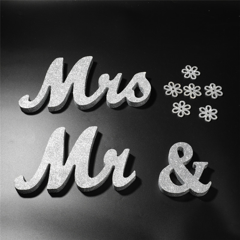 Vintage Wooden Wedding Table Decor Standing Mr Mrs Alphabet Letters Decoration - 7