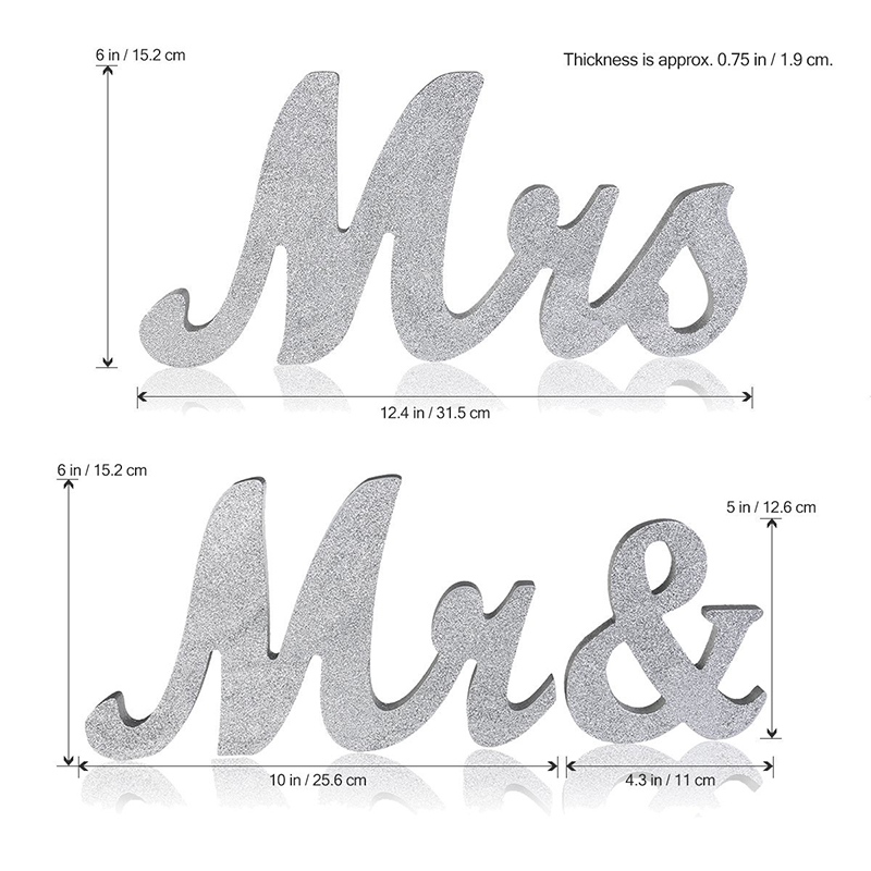 Vintage Wooden Wedding Table Decor Standing Mr Mrs Alphabet Letters Decoration - 1