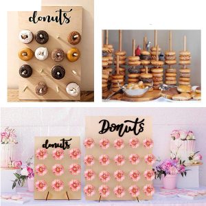 Donut Wall Holds Candy Sweet Cart Doughnut Birthday Party Rustic Wedding Decor Wood Table Baby Shower