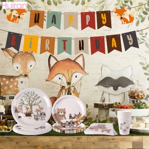 Huiran Woodland Animals Party Jungle Safari Birthday Decor Animal Forest Bithday