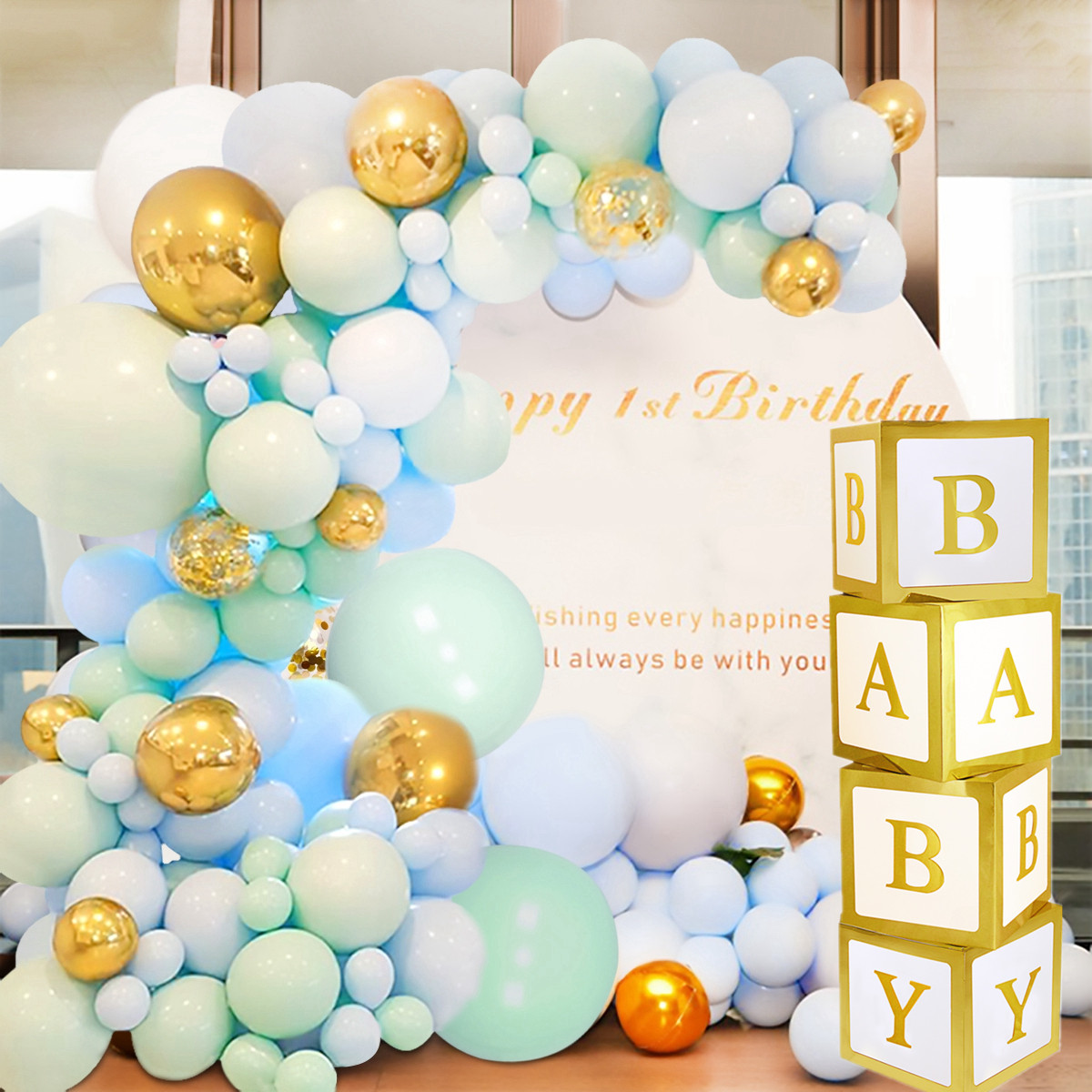 Unisex Baby Shower Transparent Gift Box Decoration Christening Birthday Party Decor For Boy Or Girl - 4