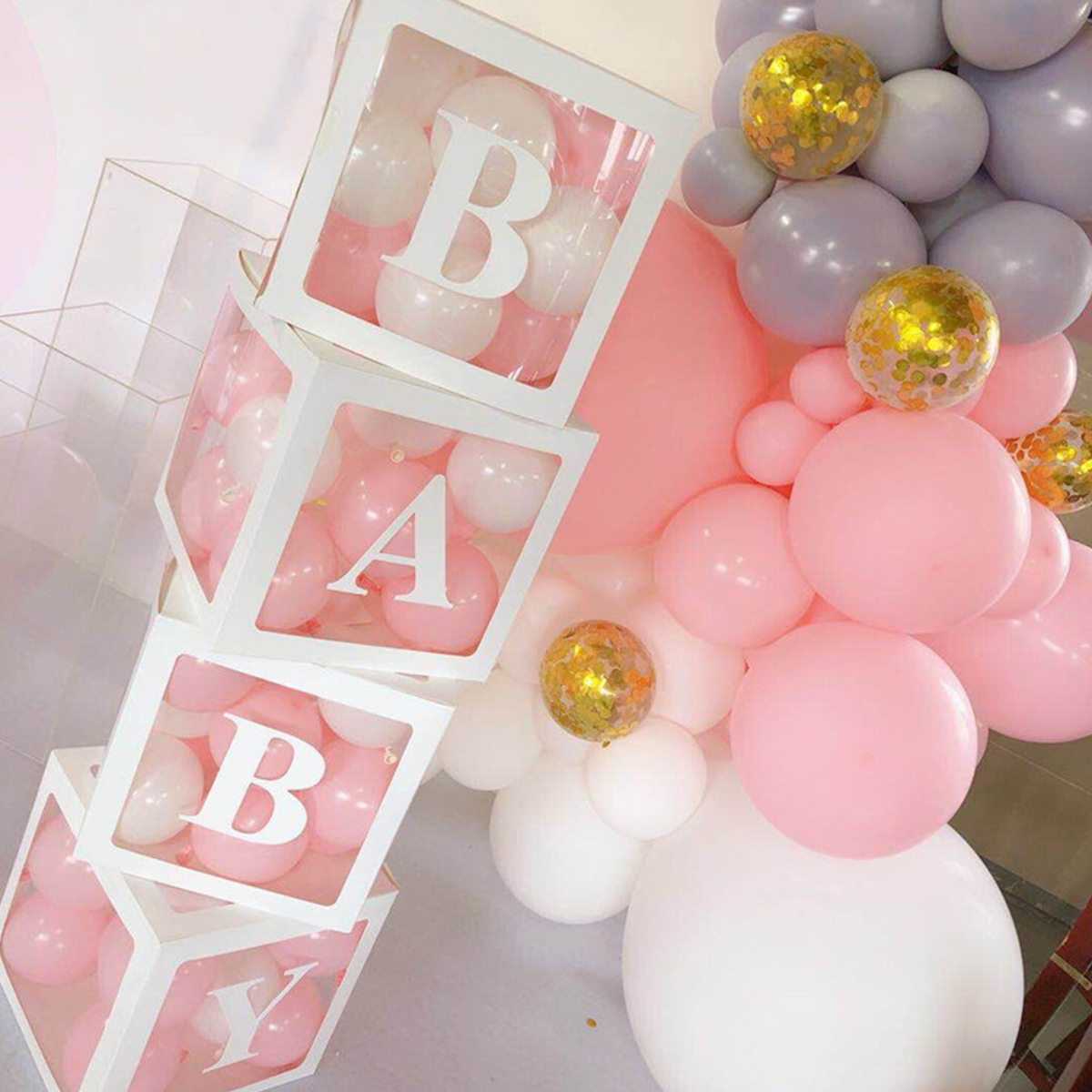 Unisex Baby Shower Transparent Gift Box Decoration Christening Birthday Party Decor For Boy Or Girl - 2