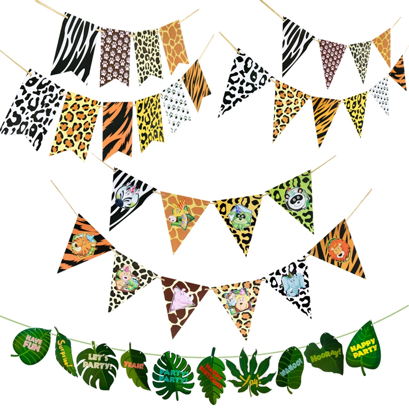 Fengrise Jungle Safari Theme Animal Banner Baby Boy Shower Decorations Birthday Party Favors - 4