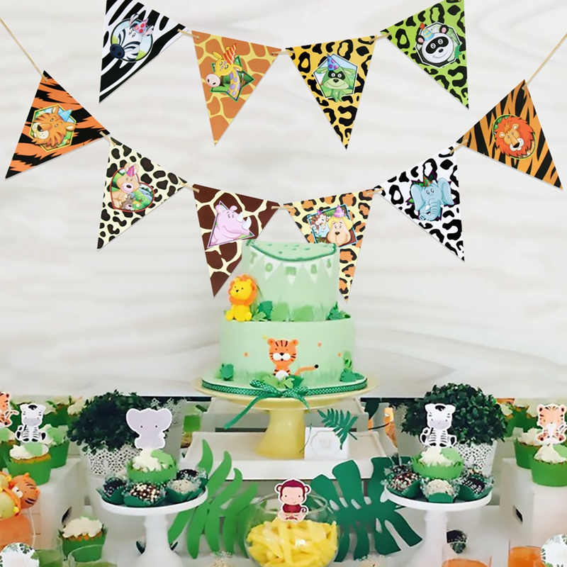 Fengrise Jungle Safari Theme Animal Banner Baby Boy Shower Decorations Birthday Party Favors - 3