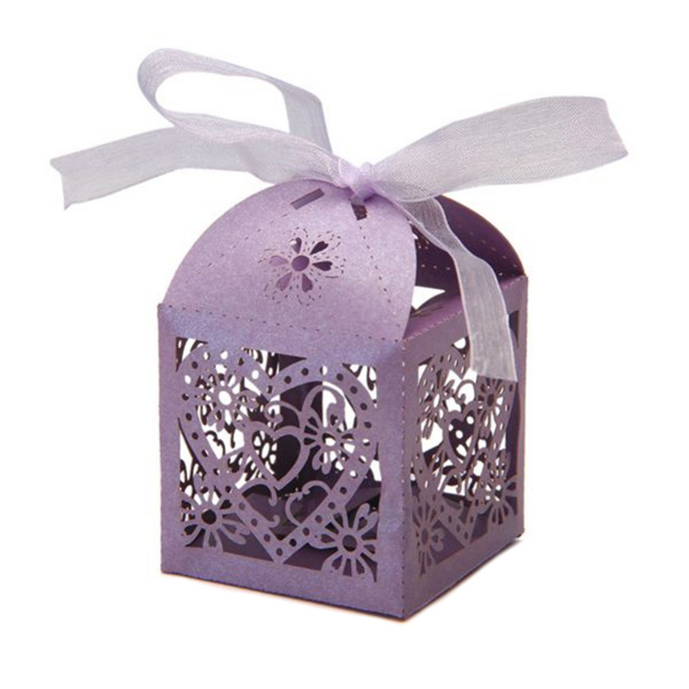 10piece Hollow Heartshaped Laser Cut Candy Boxes Set With Ribbons For Weddings Baby Showers Party Favors And Gifts - 8