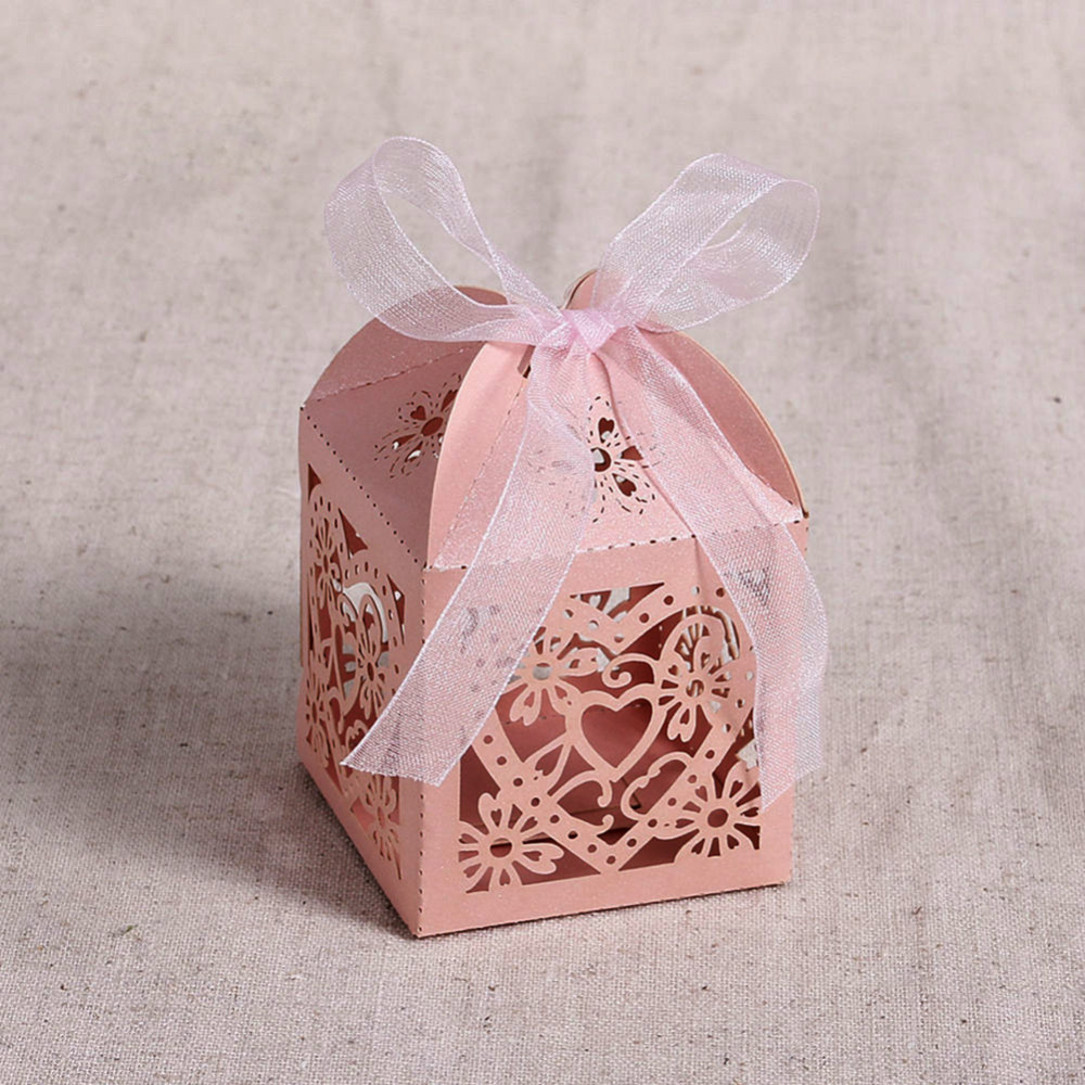 10piece Hollow Heartshaped Laser Cut Candy Boxes Set With Ribbons For Weddings Baby Showers Party Favors And Gifts - 7