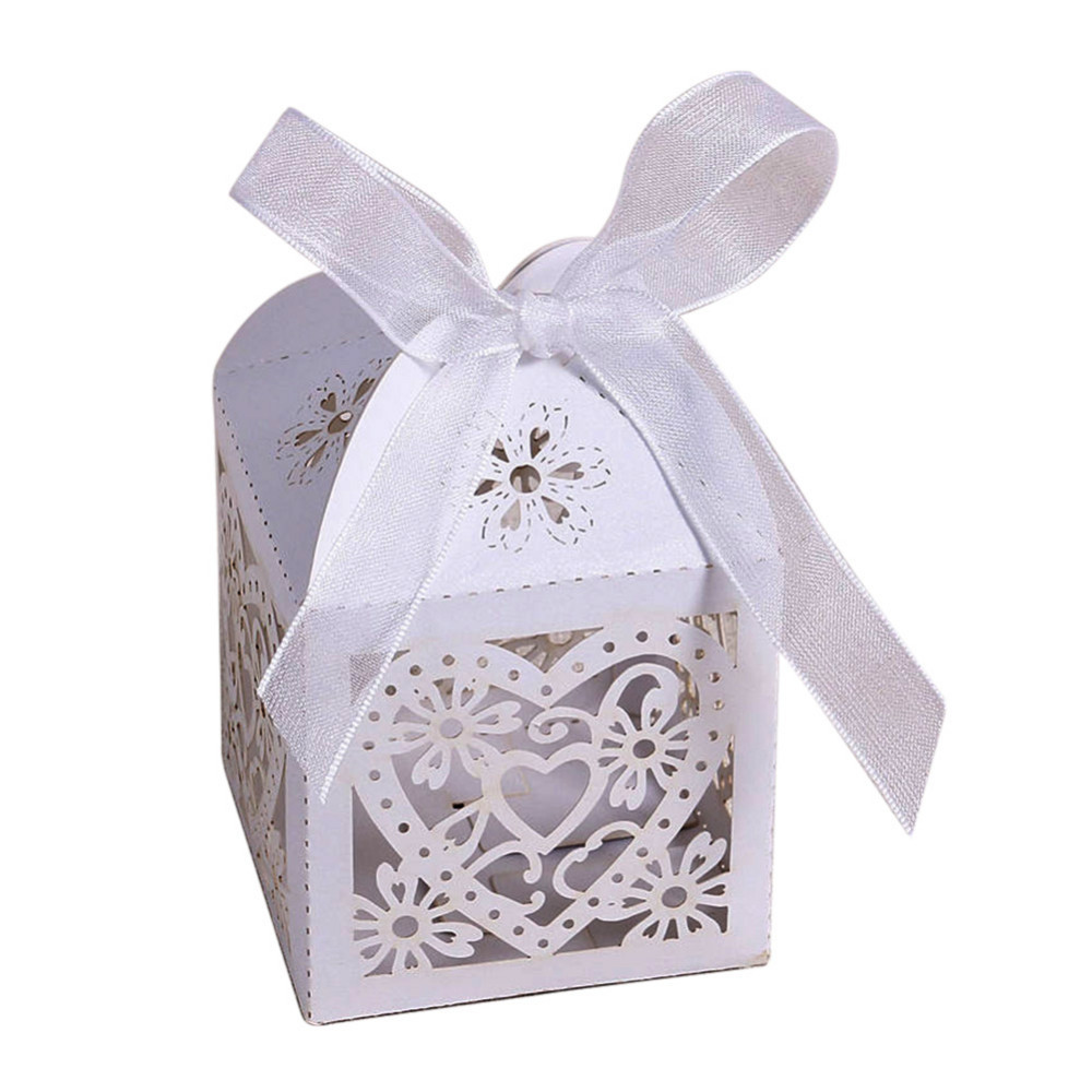 10piece Hollow Heartshaped Laser Cut Candy Boxes Set With Ribbons For Weddings Baby Showers Party Favors And Gifts - 6