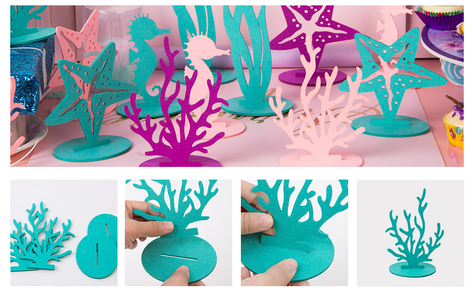 2pcs Under The Sea Mermaid Party Centerpieces Diy Felt Table Decorations For Girls Birthday Baby Shower - 4