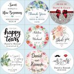 100 Customized Add Your Names And Date Wedding Stickers Invitations Seals Candy Favors Gift Boxes Labels On White Adhesive - 3