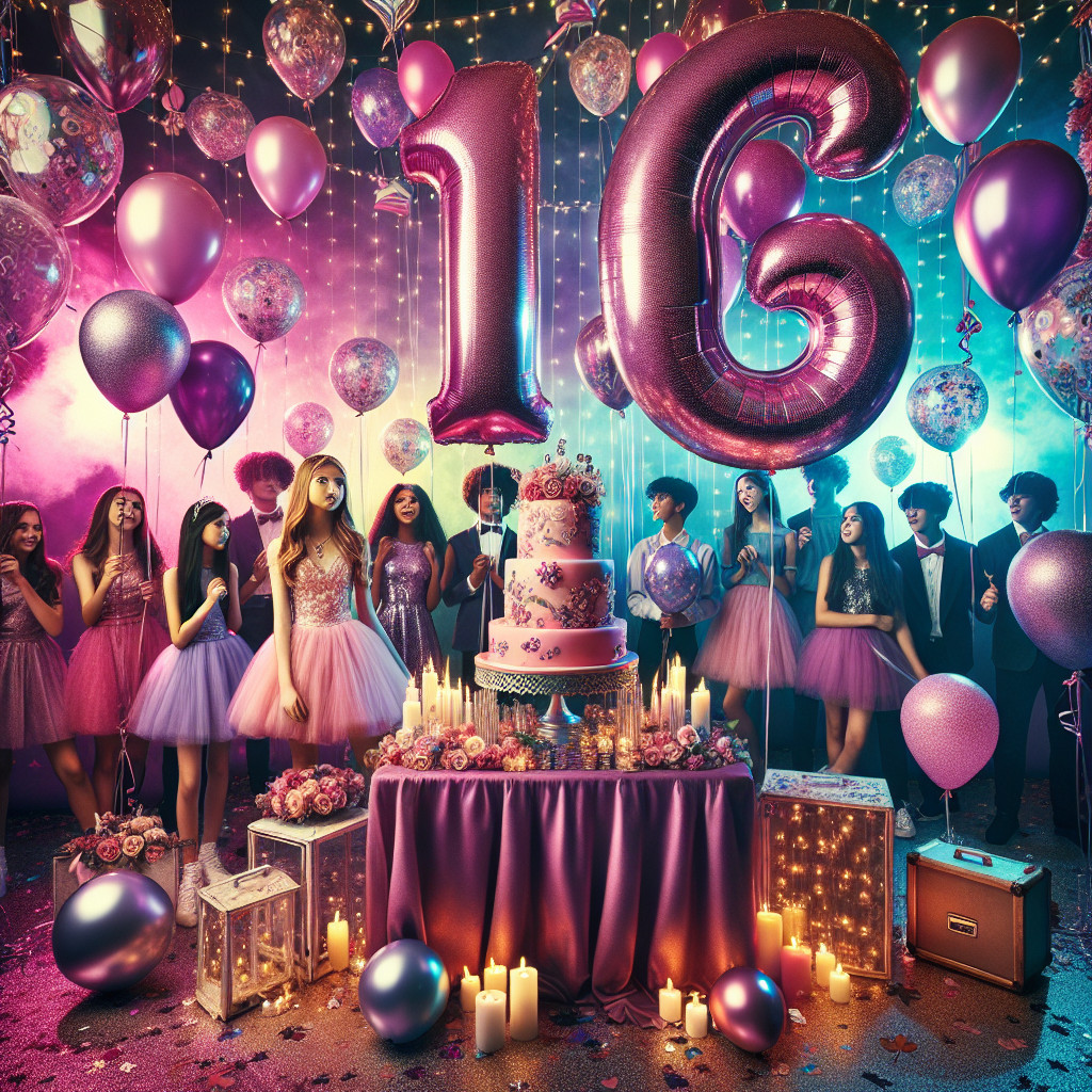 Unique Sweet 16 Birthday Party Decoration Ideas with Foil Balloons for a Festive Atmosphere  