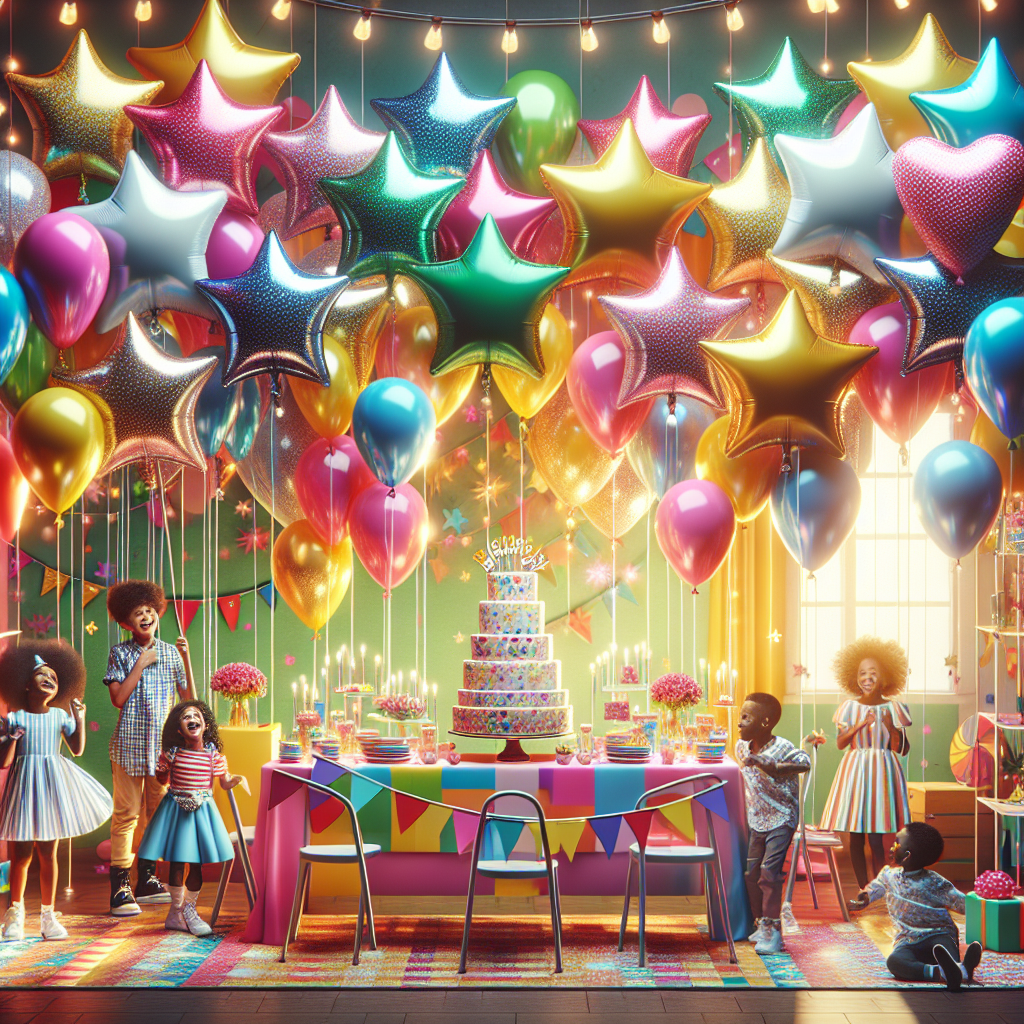 Unique Ideas for Star and Heart Design Foil Balloons in Birthday Parties  